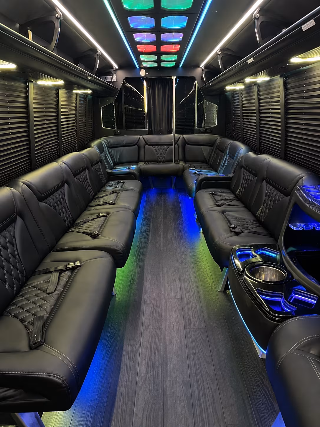 st george 20 passenger party bus interior