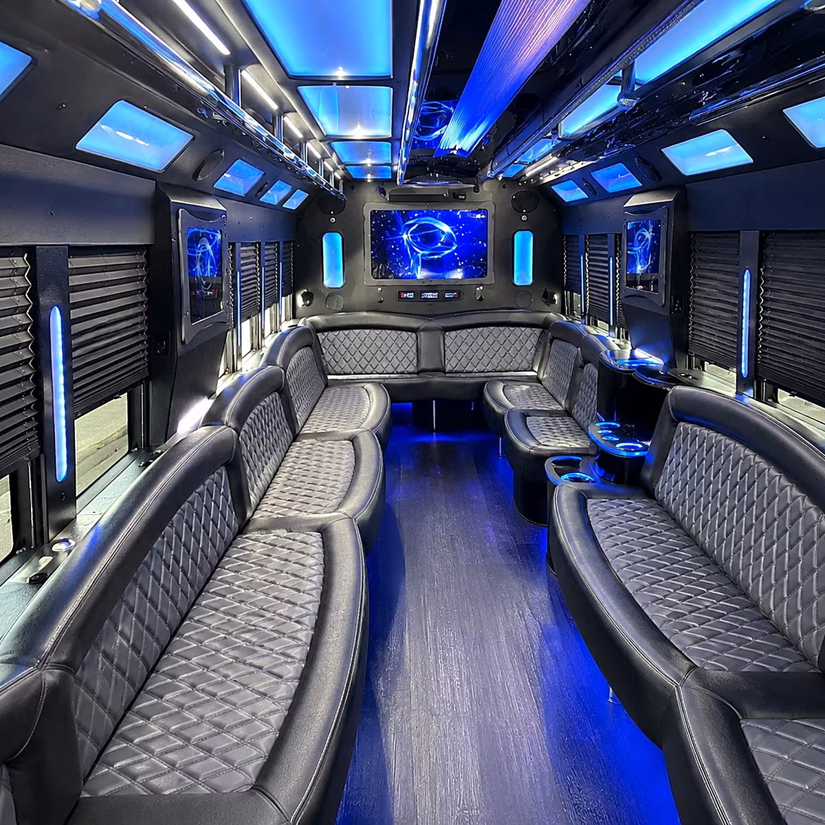 st george 50 passenger party bus interior